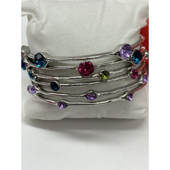 Macy’s 6 Piece Bangle Set Multi Color Stone Bracelets New - Picture 3 of 7